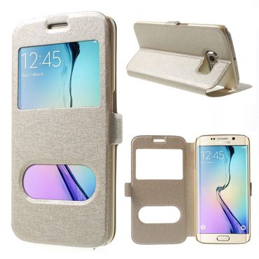 Wallet Case für Samsung Galaxy S6 Edge G925 Dual Window View Silk Book Etui