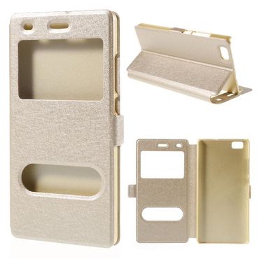 Wallet Case für Huawei P8 LITE Dual Window View Silk Book Etui