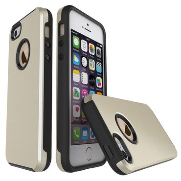 TPU PC Hybrid Case für Apple iPhone SE 5 5S Brushed Look, Farbe: Gold
