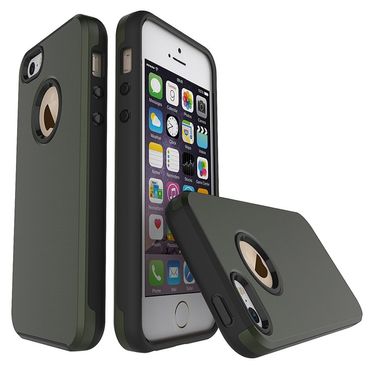 TPU PC Hybrid Case für Apple iPhone SE 5 5S Brushed Look, Farbe: Grün