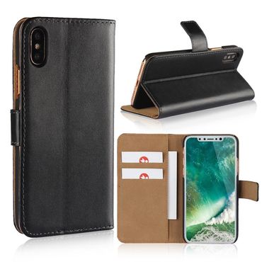 Wallet Case für Apple iPhone XS X Genuine Split Echt Leder