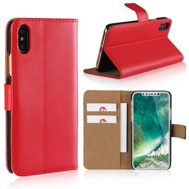 Wallet Case für Apple iPhone XS X Genuine Split Echt Leder