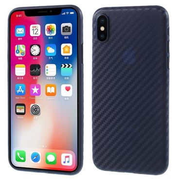 Thin Case für Apple iPhone XS X Carbon Fiber Optik Muster