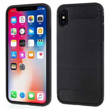 TPU Case für Apple iPhone XS X Carbon Skin Brushed