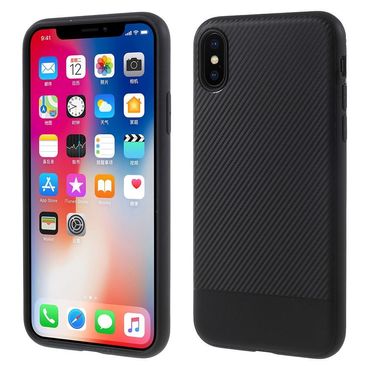 TPU Case für Apple iPhone XS X Soft Carbon Fiber Muster