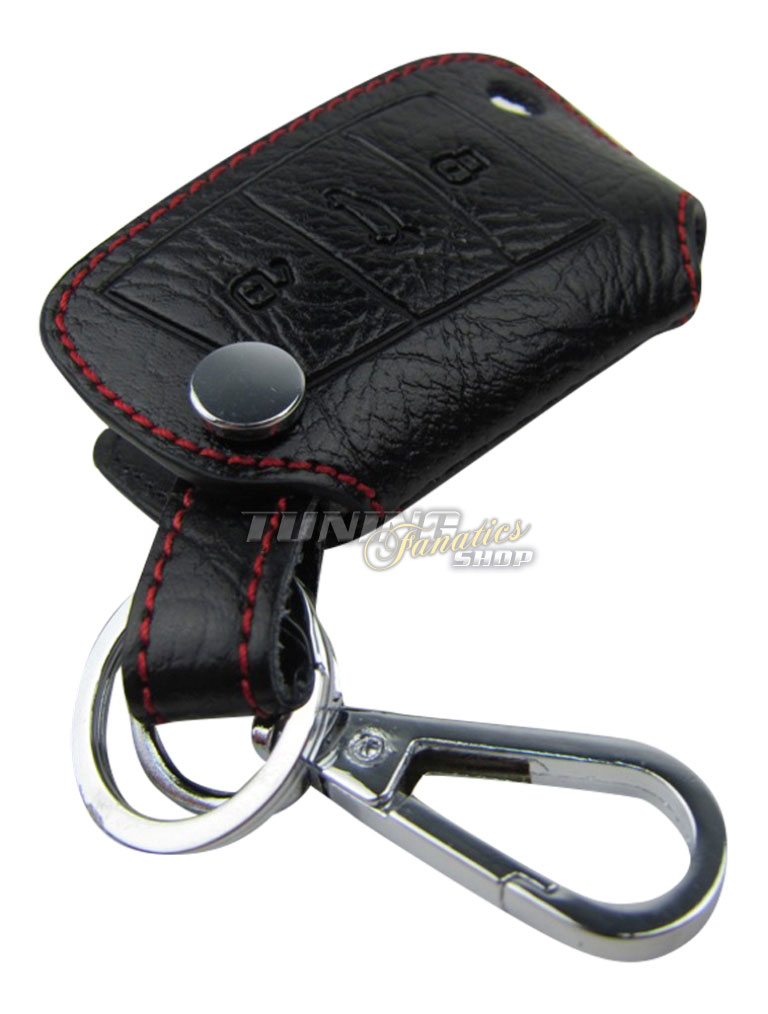 Schlüsseltasche Schlüsseletui Schlüssel Etui LEDER ROTE NAHT für VW Golf 7 VII