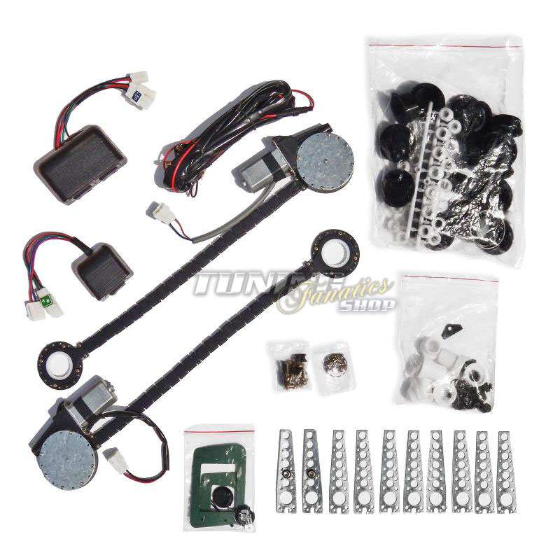 Elektrische universal EFH Fensterheber NACHRÜST-SET KOMPLET 2x Motoren Schalter