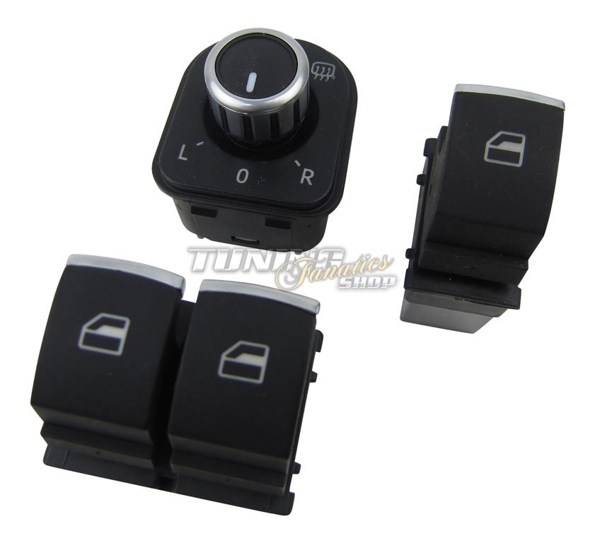 Chrom FH Fensterheber Spiegel Schalter Taster SET 2-EFH für VW Seat