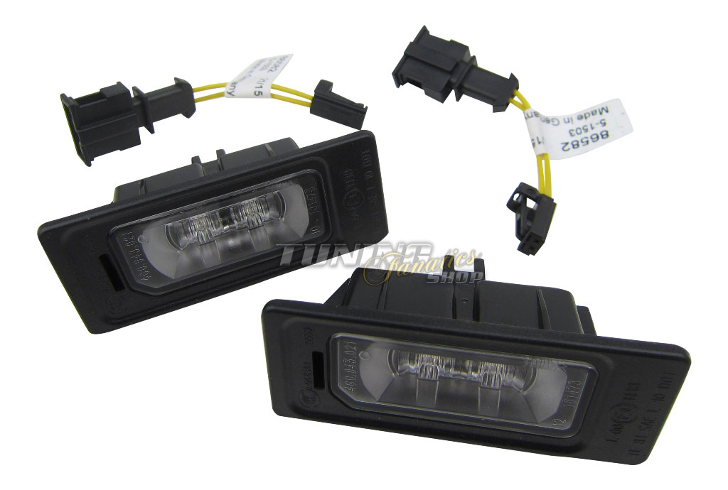 2x Original Skoda LED Kennzeichenbeleuchtung + Anschluss Adapter Kabel SET #8K