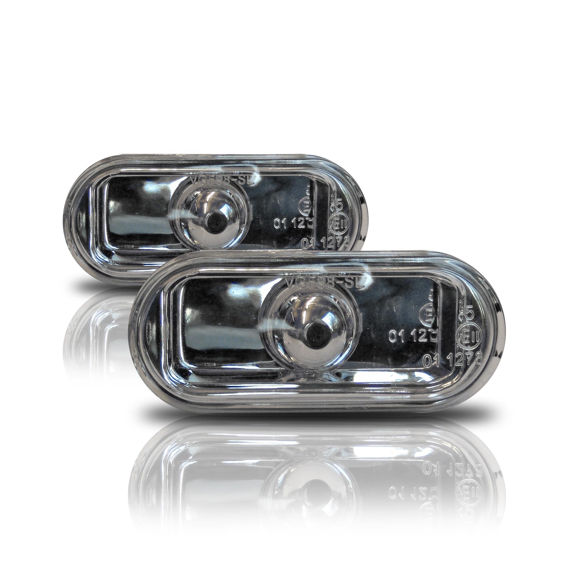 2x Klarglas Seitenblinker Blinker Chrom Silber für VW Seat Skoda Ford