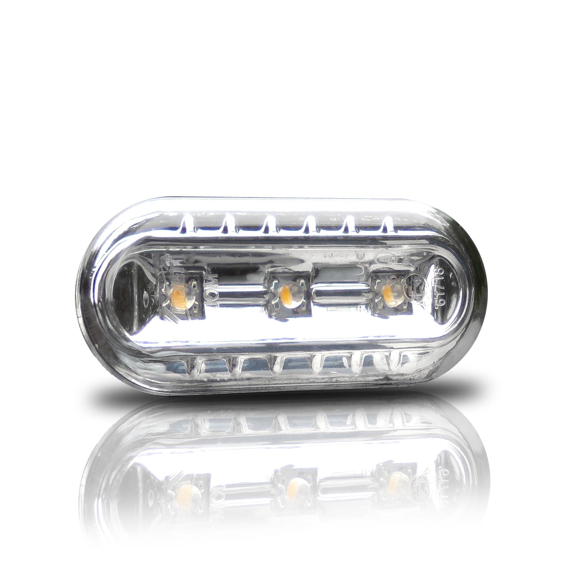 2x LED Klarglas Seitenblinker Blinker CHROM #2 für VW Seat Skoda Ford