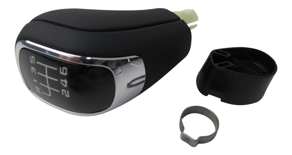 Original Leder Schaltknauf Knauf 6-Gang Schwarz Chrom für Seat Exeo ab 2008-