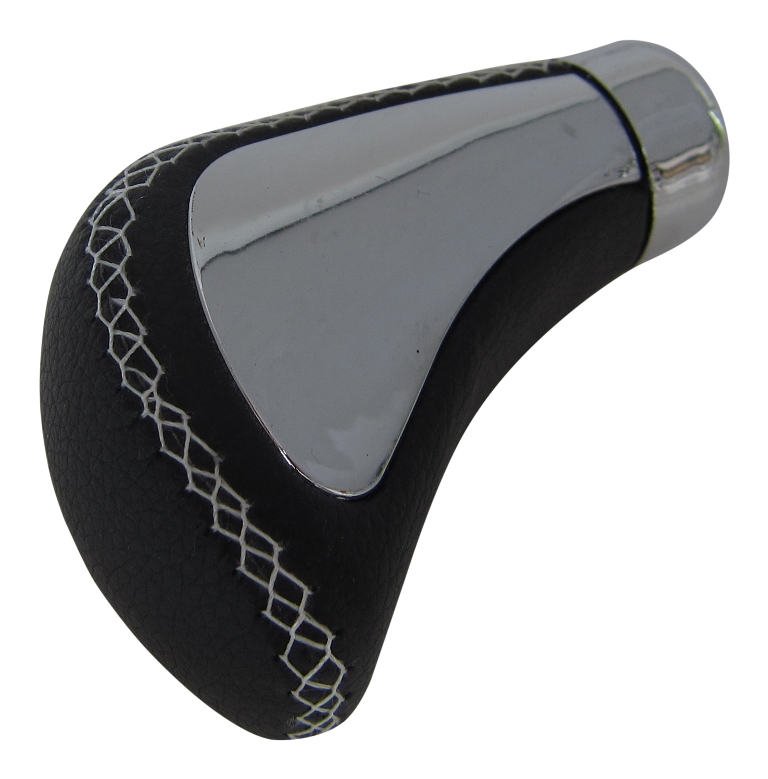 Schaltknauf Knauf Edition Leder Chrom Schwarz / Naht Weiß für viele Fahrzeuge