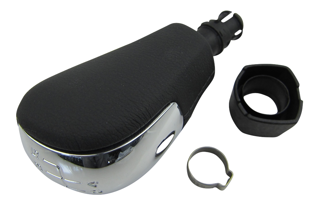 Original Leder Schaltknauf Knauf Knopf 5-Gang Schwarz Alu Chrom passend für VW