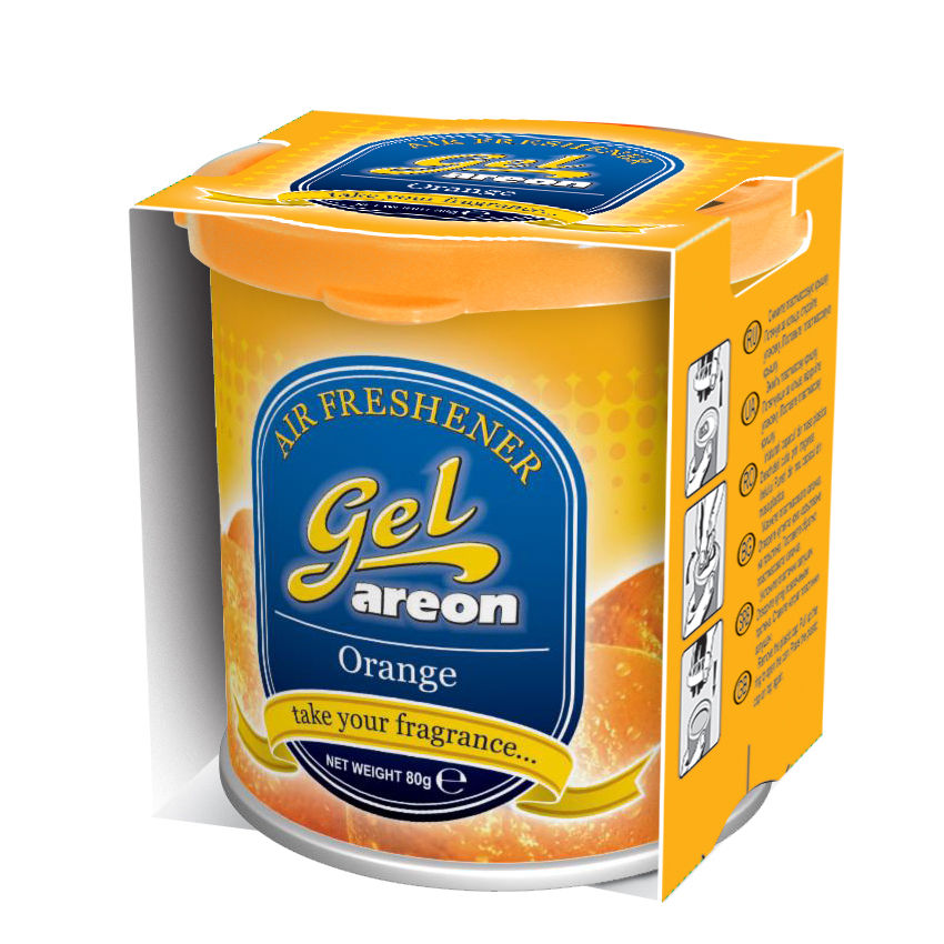Original Areon Gel CAN Autogel Duftdose Duftbaum Lufterfrischer + DECKEL Orange