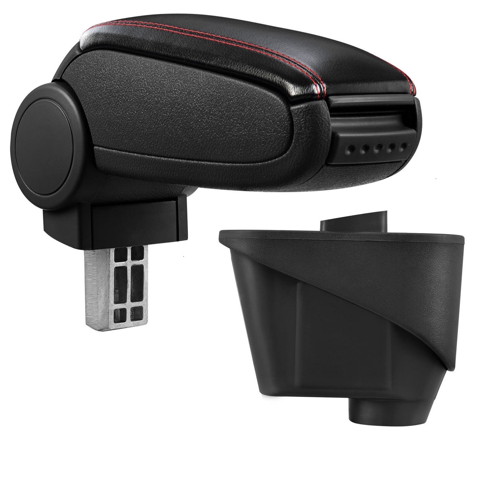 Armlehne Mittelarmlehne MAL Leder Bezug Schwarz / Rot für Citroen DS3 ab 2010-