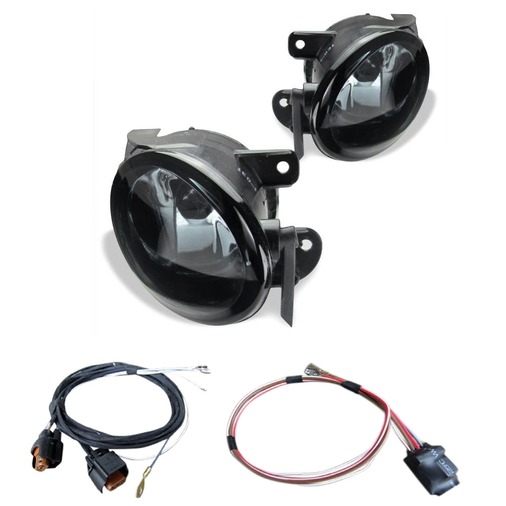 Nebelscheinwerfer NSW Klarglas SCHWARZ Kabelbaum + Modul HB4 für VW Passat 3C B6