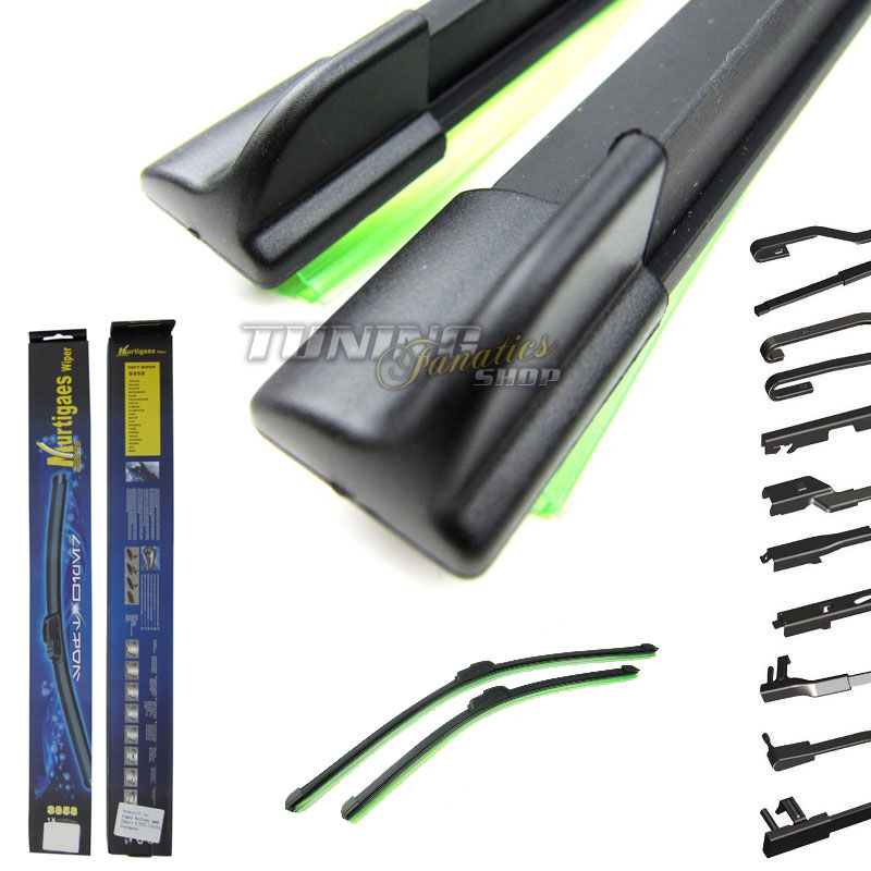 2x PREMIUM SOFT FLAT Scheibenwischer Wischerblatt Flachbalken Adapter 650/600mm
