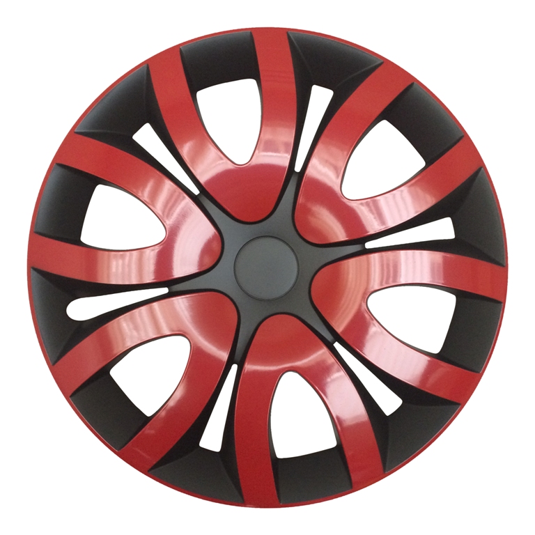 4x PREMIUM Radkappen Modell: Mika in Rot-Schwarz