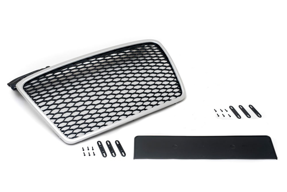 Für Audi A4 8E B7 Kühlergrill Sportgrill Waben Gitter Grill in Alu Schwarz Matt