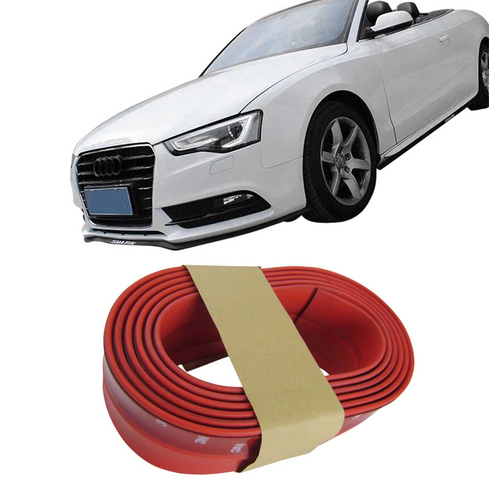 Frontspoiler Gummilippe Spoiler Lippe Gummi Flexibel Rot für viele Fahrzeuge