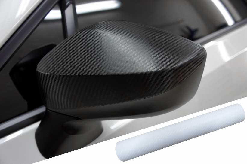 PREMIUM Spiegel Spiegelgehäuse Kappe  Folie Carbon Weiß viele Fahrzeuge