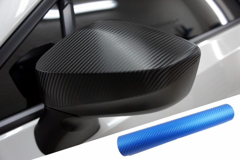 PREMIUM Spiegel Spiegelgehäuse Kappe  Folie Carbon Blau viele Fahrzeuge