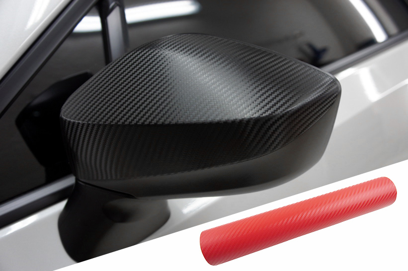 PREMIUM Spiegel Spiegelgehäuse Kappe  Folie Carbon Rot für viele Fahrzeuge