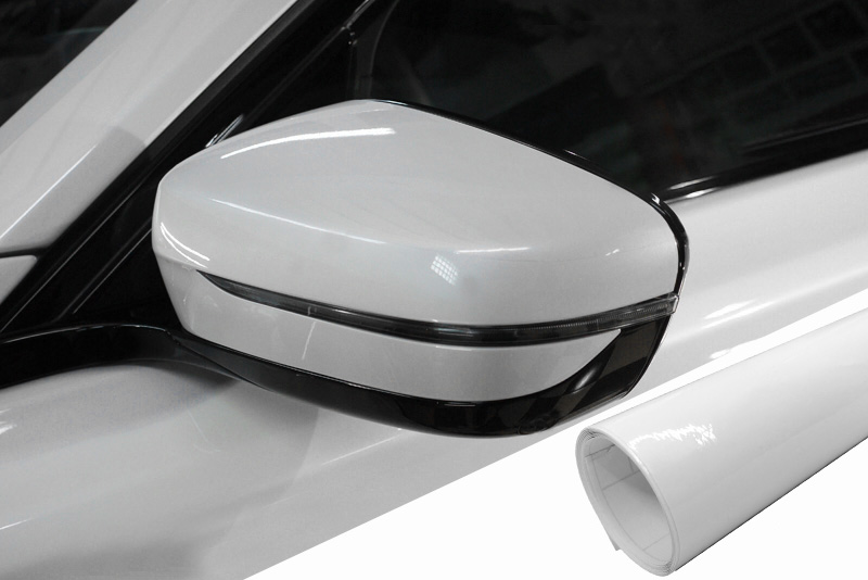 PREMIUM Spiegel Spiegelgehäuse Kappe  Folie Weiß Glanz für viele Fahrzeuge