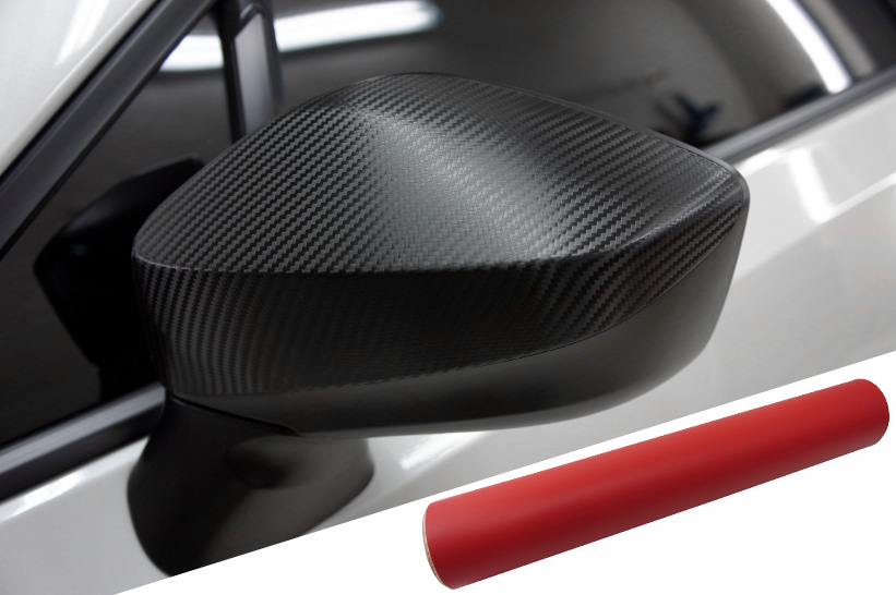 PREMIUM Spiegel Spiegelgehäuse Kappe  Folie Rot Matt für viele Fahrzeuge