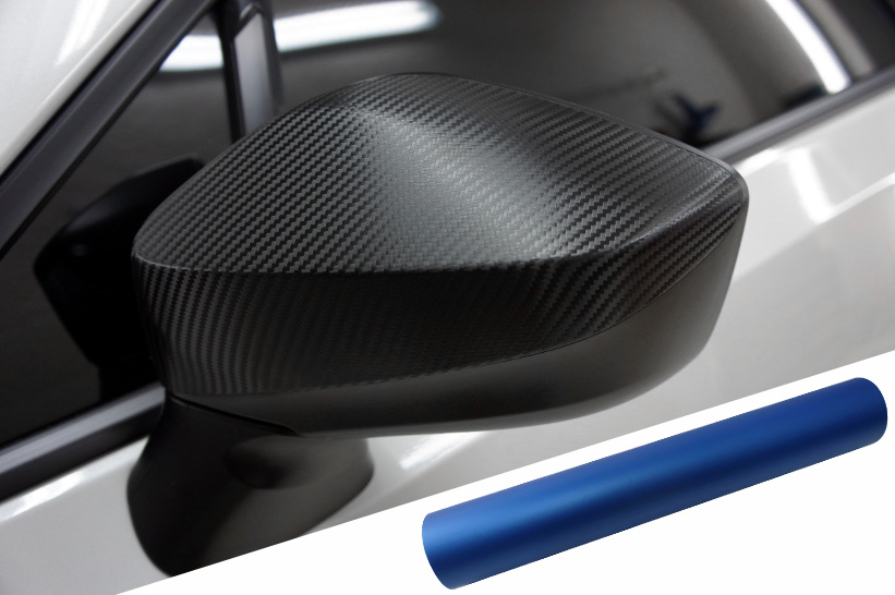 PREMIUM Spiegel Spiegelgehäuse Kappe  Folie Blau Matt für viele Fahrzeuge