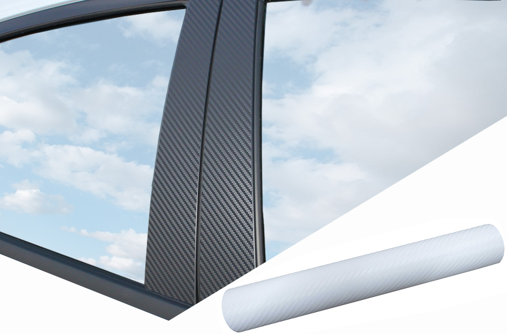 6x PREMIUM A B C Säule Tür Leisten Auto Folie Carbon Weiß für viele Fahrzeuge