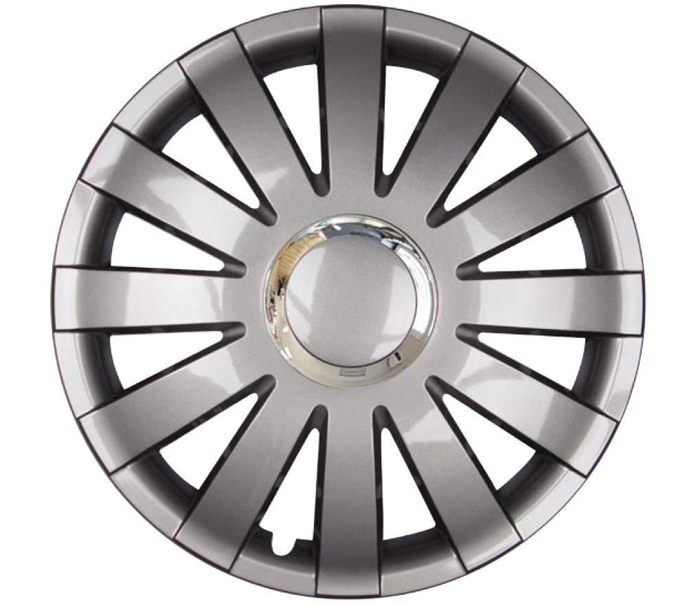 4x PREMIUM  Radkappen Radzierblenden "Onyx" 14 ZOLL Grau Silber Chrom Ring
