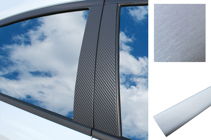 6x PREMIUM A B C Säule Tür Leisten Auto Folie Wrap Set in Alu gebürstet Silber