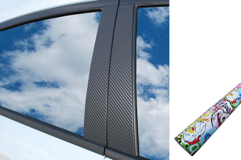 6x PREMIUM A B C Säule Tür Leisten Auto Folie Wrap Set in Stickerbomb Hellaflush