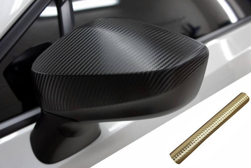 PREMIUM Spiegel Spiegelgehäuse Kappe  Folie Carbon Gold viele Fahrzeuge