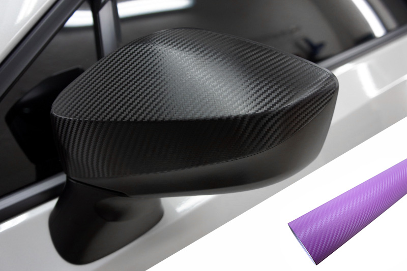 PREMIUM Spiegel Spiegelgehäuse Kappe  Folie Carbon Lila viele Fahrzeuge