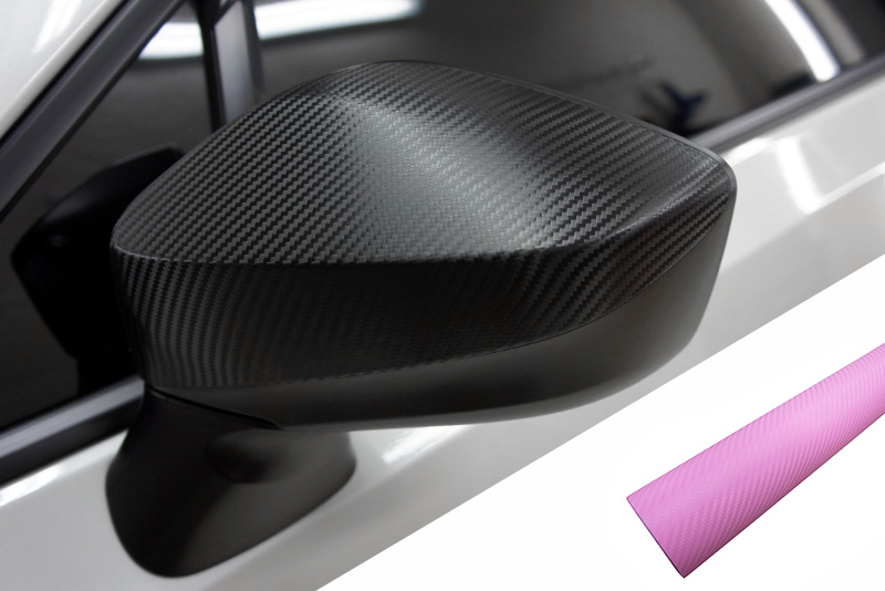 PREMIUM Spiegel Spiegelgehäuse Kappe  Folie Carbon Rosa viele Fahrzeuge