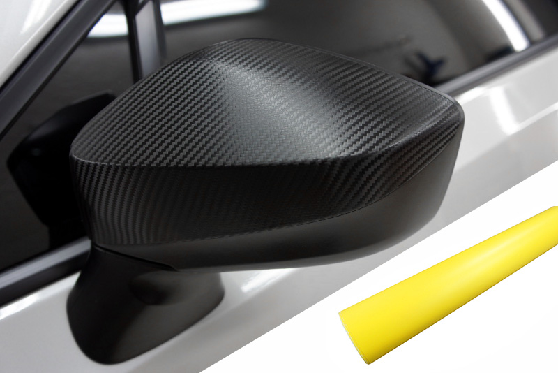 PREMIUM Spiegel Spiegelgehäuse Kappe  Folie Gelb Matt für viele Fahrzeuge