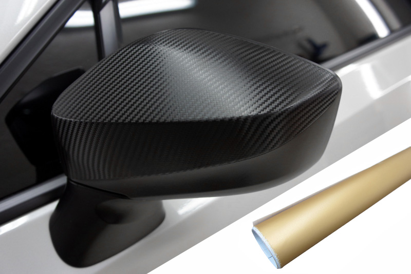 PREMIUM Spiegel Spiegelgehäuse Kappe  Folie Gold Matt für viele Fahrzeuge