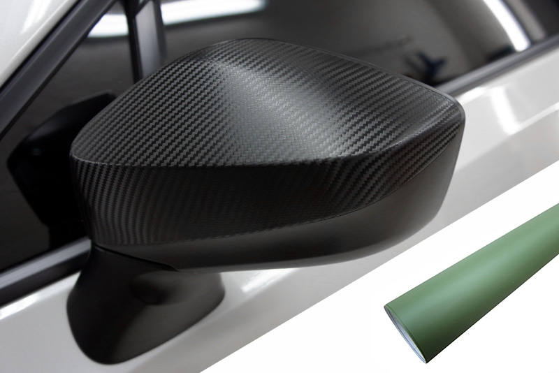 PREMIUM Spiegel Spiegelgehäuse Kappe  Folie Army Grün für viele Fahrzeuge