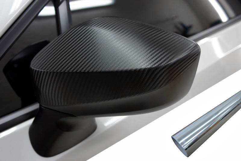 PREMIUM Spiegel Spiegelgehäuse Kappe  Folie Chrom für viele Fahrzeuge