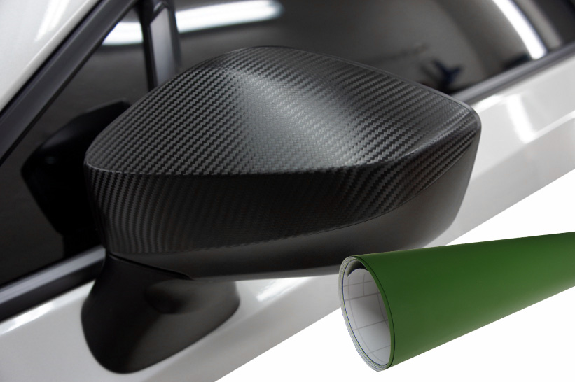 PREMIUM Spiegel Spiegelgehäuse Kappe  Folie in Olive Nato Grün Matt