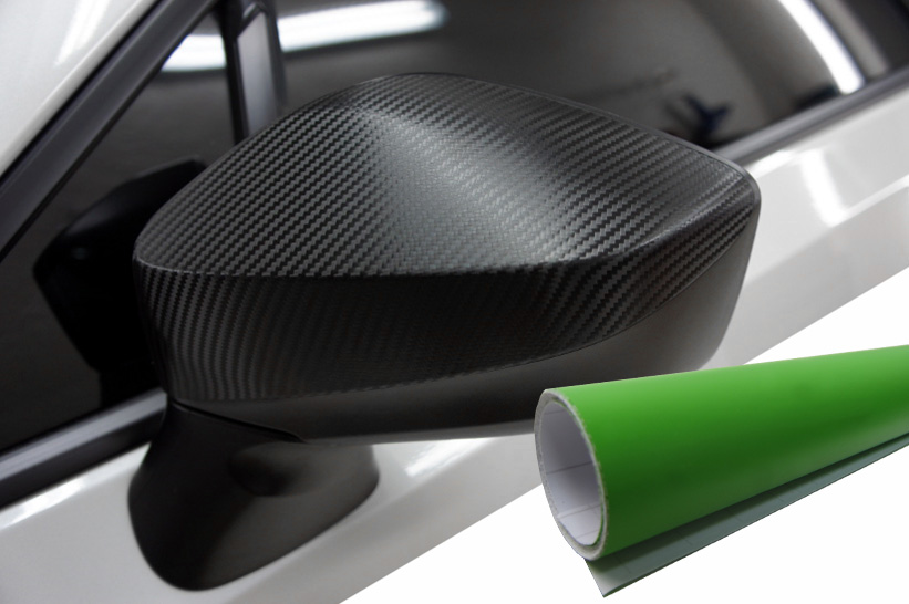 PREMIUM Spiegel Spiegelgehäuse Kappe  Wrapping Folie in Grün Lime Matt