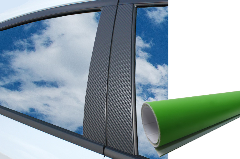 6x PREMIUM A B C Säule Tür Leisten Abdeckung Auto Folie Wrap Set Lime Grün Matt