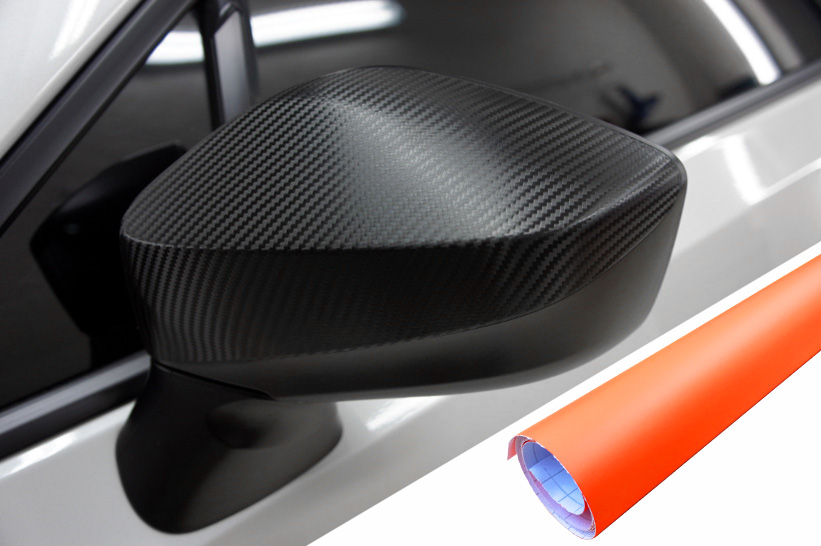 PREMIUM Spiegel Spiegelgehäuse Kappe  Folie Orange Matt viele Fahrzeuge