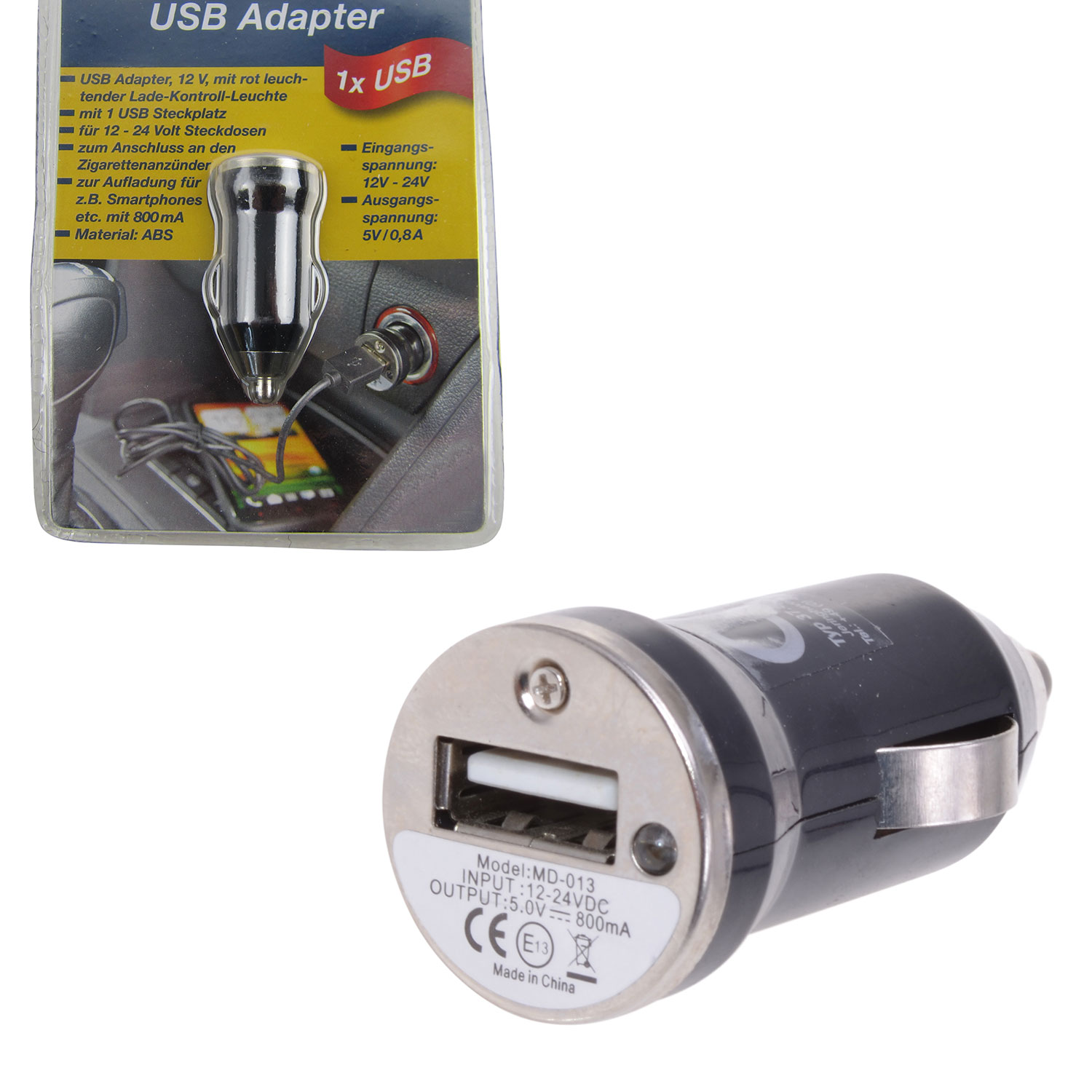 USB 12V 24V Adapter für Zigarettenanzünder Schwarz PKW Auto LKW Wohnmobil Handy