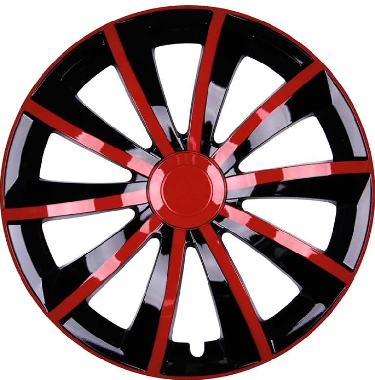 4x PREMIUM  Radkappen Radzierblenden Set Gral 14 ZOLL in Rot / Schwarz