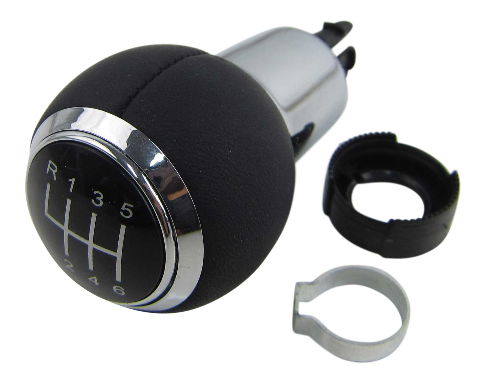 PREMIUM Schaltknauf Knauf Schwarz Chrom Alu Leder 6-Gang Version 6 für Seat