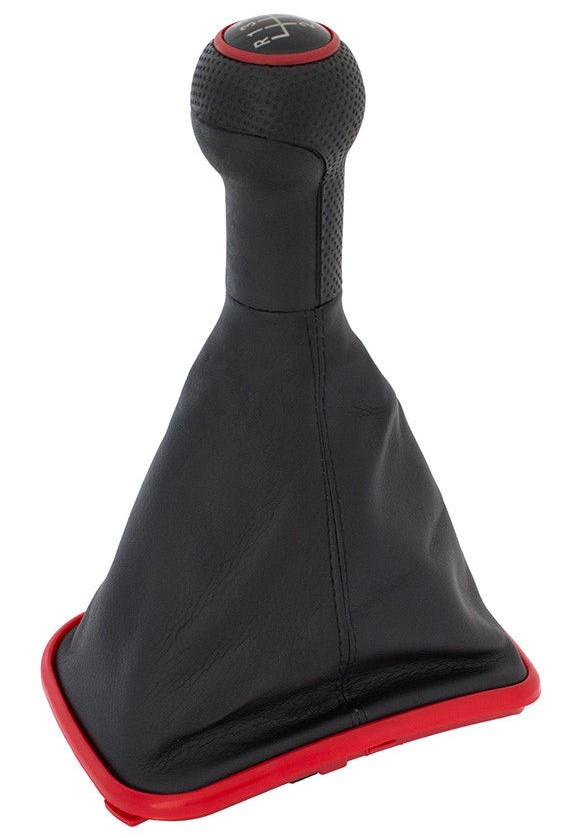 PREMIUM Schaltknauf Knauf Manschette Schwarz Rot 5-Gang für VW Golf 4 IV / Bora